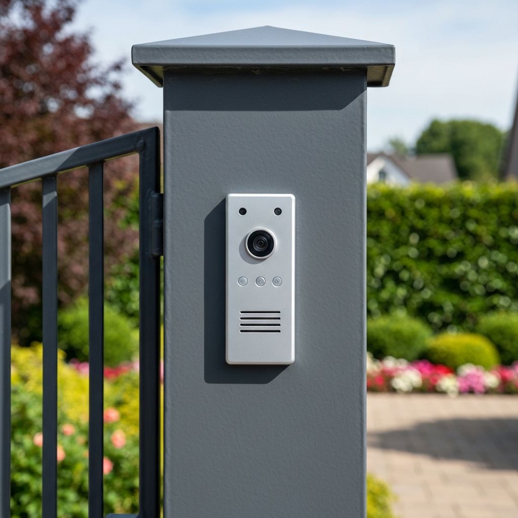 Вызывная панель видеодомофона на калитке частного дома